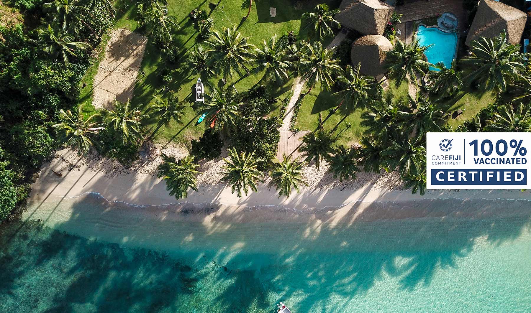 Fiji Beachouse backpacker resort from the air